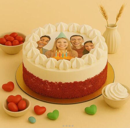 Red velvet photo print cake